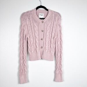 Abercrombie‎ & Fitch Women's Heavy Cable Knit Sweater Pink Sz M